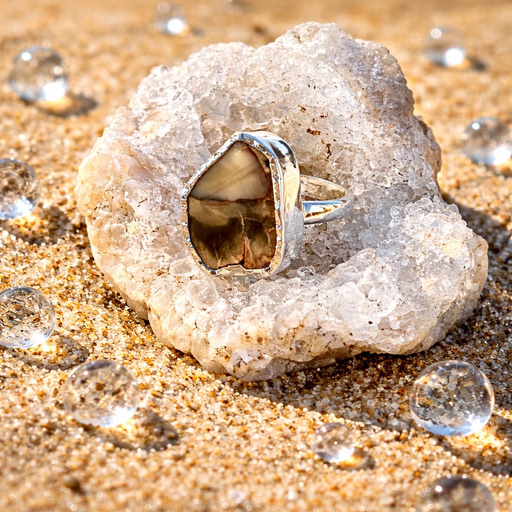 Blue Petrified Wood Ring